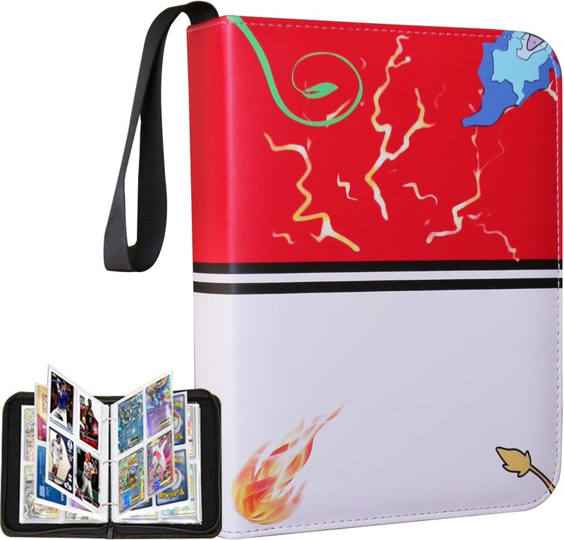 fweel 4-Pocket Trading Card Binder with Zipper, 400 Card Holder Album, PU Leather Card Collection Book, Fits Standard Size Trading Cards, Sports Cards & Game Cards - Image 1
